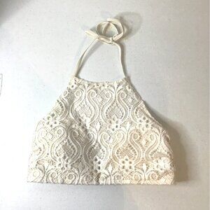 Lace Halter Neck Bralette XL Xhilaration Womens Ivory Floral Crochet